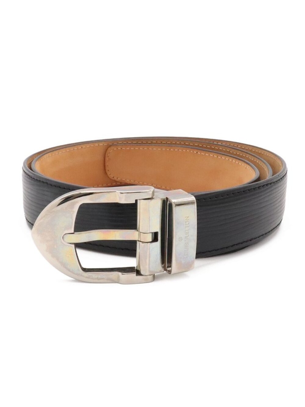Louis Vuitton Epi Ceinture Classic Belt Noir Black Silver 90